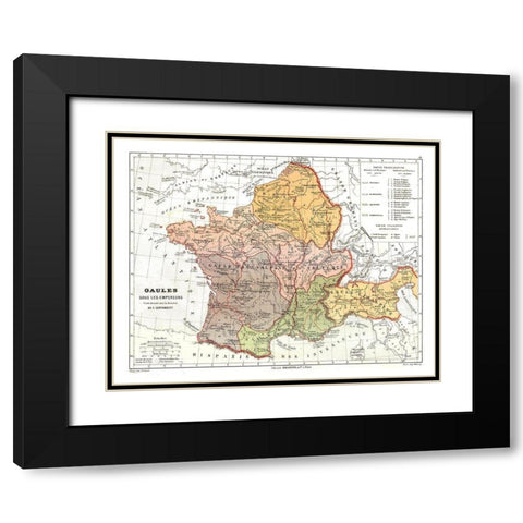 Gaul Empires France - Cortambert 1880 Black Modern Wood Framed Art Print with Double Matting by Cortambert