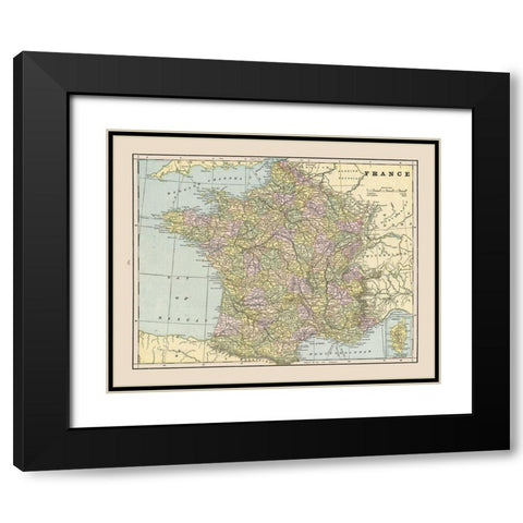 France - Cram 1892 Black Modern Wood Framed Art Print with Double Matting by Cram