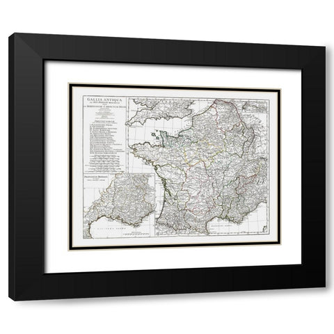 Ancient France - DAnville 1799 Black Modern Wood Framed Art Print with Double Matting by D''Anville