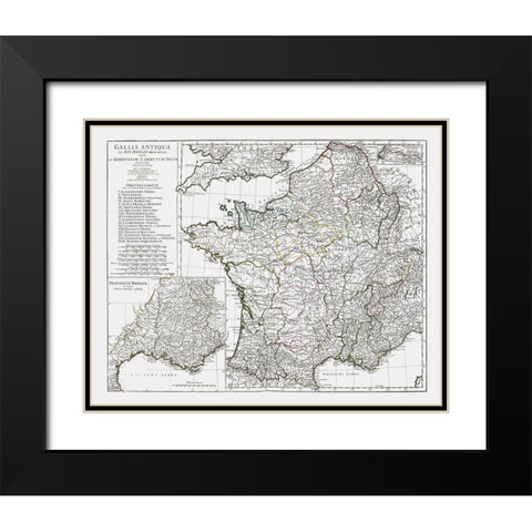 Ancient France - DAnville 1799 Black Modern Wood Framed Art Print with Double Matting by D''Anville