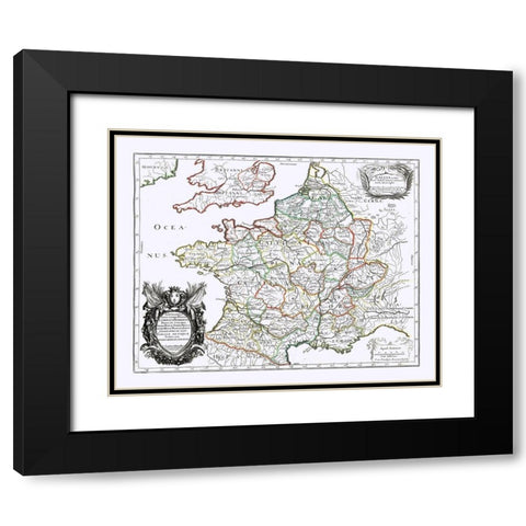 France - Sanson 1641 Black Modern Wood Framed Art Print with Double Matting by Sanson