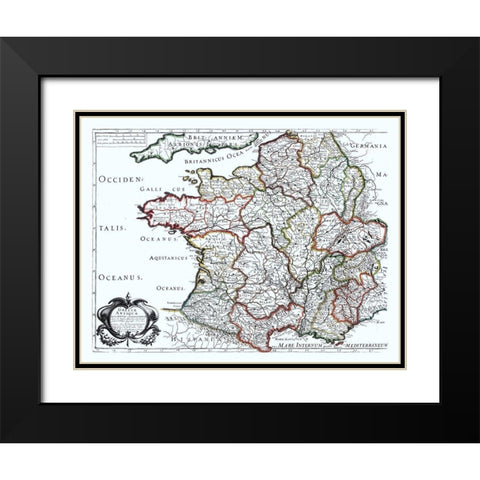 Ancient France - Sanson 1641 Black Modern Wood Framed Art Print with Double Matting by Sanson