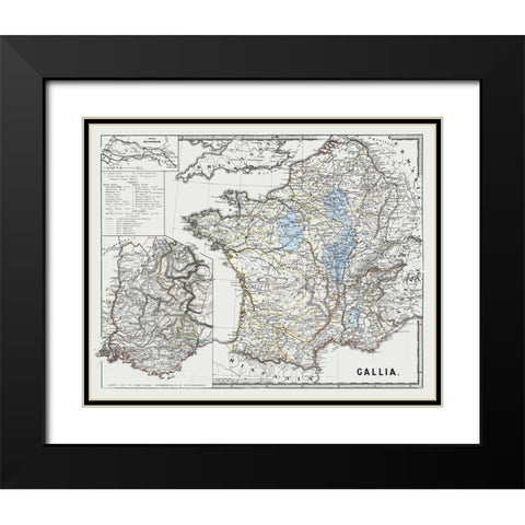 Gallia France - Spruner 1865 Black Modern Wood Framed Art Print with Double Matting by Spruner