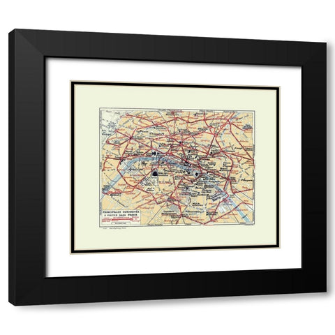 Tourist Attractions Paris France - Hermann 1921 Black Modern Wood Framed Art Print with Double Matting by Hermann
