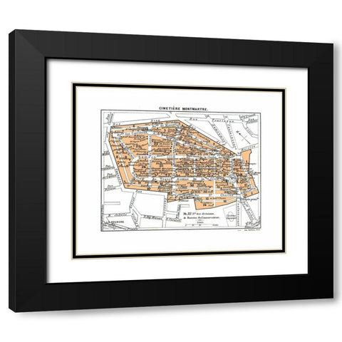 Montmartre Cemetery Paris France - Blue Guides Black Modern Wood Framed Art Print with Double Matting by Blue Guides