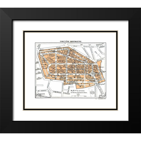 Montmartre Cemetery Paris France - Blue Guides Black Modern Wood Framed Art Print with Double Matting by Blue Guides