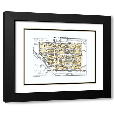 Montparnasse Cemetery Paris France Black Modern Wood Framed Art Print with Double Matting by Blue Guides