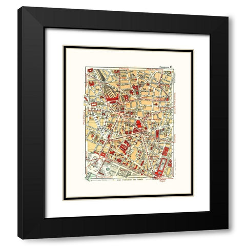 Northern Paris France - Blue Guides 1921 Black Modern Wood Framed Art Print with Double Matting by Blue Guides