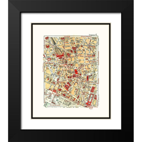 Northern Paris France - Blue Guides 1921 Black Modern Wood Framed Art Print with Double Matting by Blue Guides