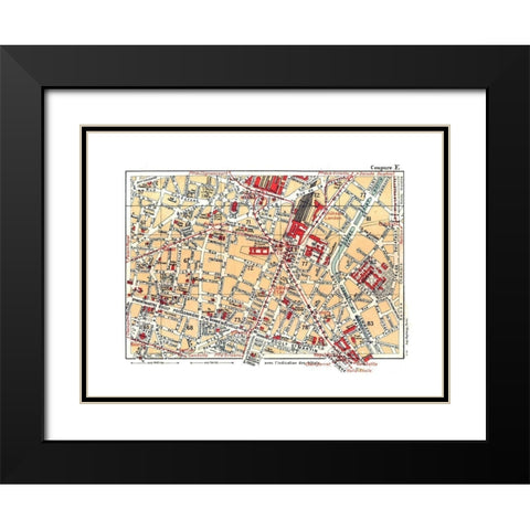 Northeastern Paris France - Blue Guides 1921 Black Modern Wood Framed Art Print with Double Matting by Blue Guides