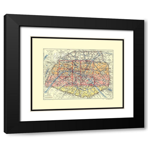 Paris France - Blue Guides 1921 Black Modern Wood Framed Art Print with Double Matting by Blue Guides