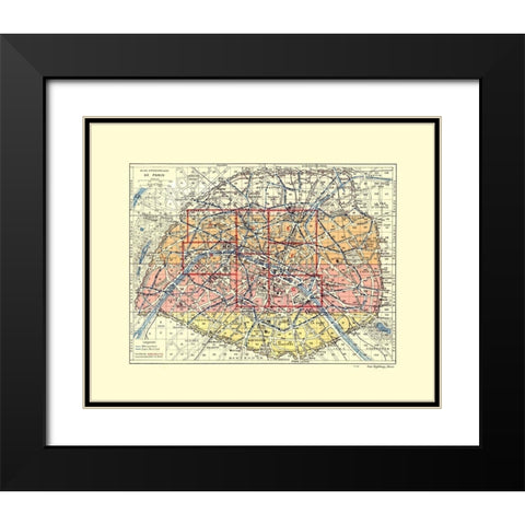 Paris France - Blue Guides 1921 Black Modern Wood Framed Art Print with Double Matting by Blue Guides