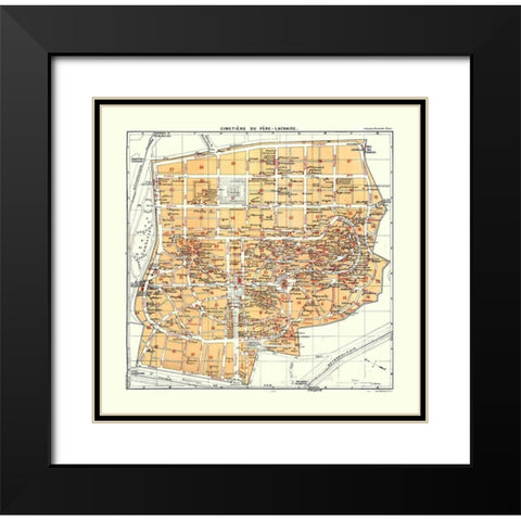 Pere Lachaise Cemetery Paris France Black Modern Wood Framed Art Print with Double Matting by Blue Guides