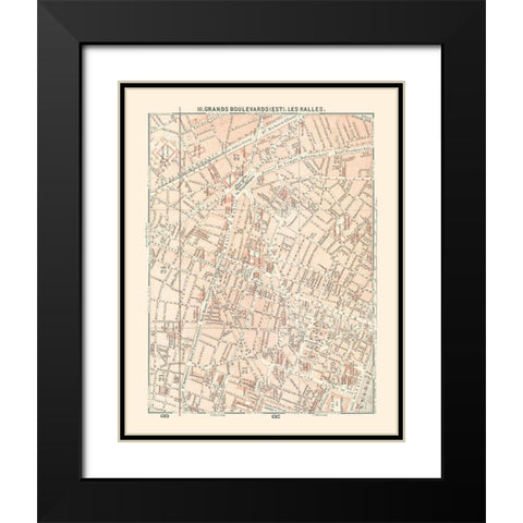 Les Halles Paris France - Baedeker 1911 Black Modern Wood Framed Art Print with Double Matting by Baedeker