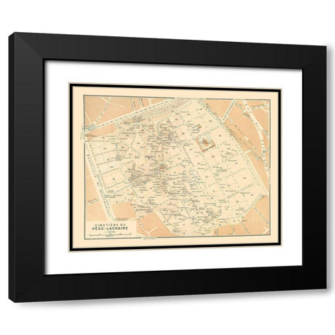 Pere Lachaise Cemetery Paris France - Baedeker Black Modern Wood Framed Art Print with Double Matting by Baedeker