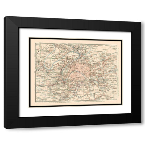 Paris France - Baedeker 1911 Black Modern Wood Framed Art Print with Double Matting by Baedeker