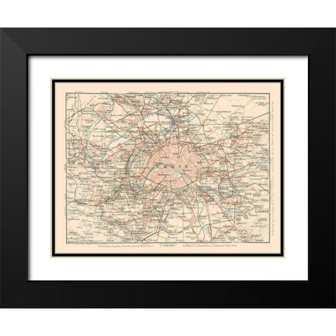 Paris France - Baedeker 1911 Black Modern Wood Framed Art Print with Double Matting by Baedeker