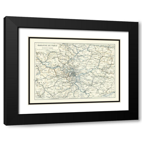 Suburbs Paris France - Baedeker 1911 Black Modern Wood Framed Art Print with Double Matting by Baedeker