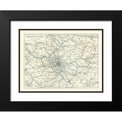 Suburbs Paris France - Baedeker 1911 Black Modern Wood Framed Art Print with Double Matting by Baedeker