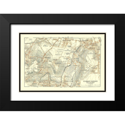 Town of Sceaux France - Baedeker 1911 Black Modern Wood Framed Art Print with Double Matting by Baedeker