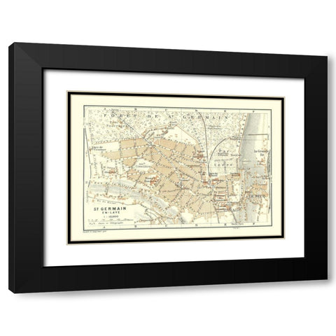 Saint Germain en Laye Paris France - Baedeker 1911 Black Modern Wood Framed Art Print with Double Matting by Baedeker