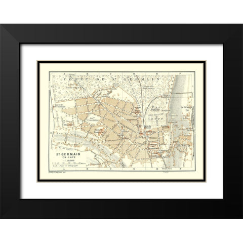 Saint Germain en Laye Paris France - Baedeker 1911 Black Modern Wood Framed Art Print with Double Matting by Baedeker