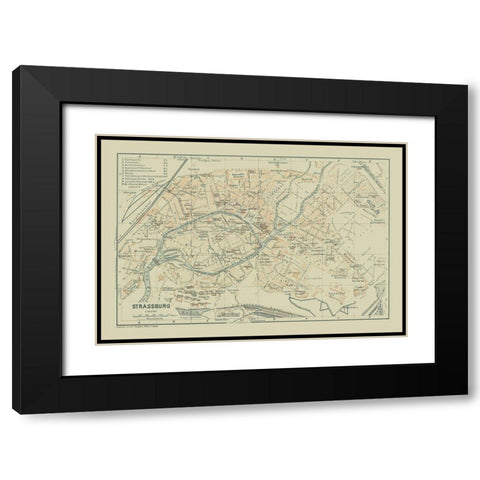 Strasbourg France - Baedeker 1914 Black Modern Wood Framed Art Print with Double Matting by Baedeker