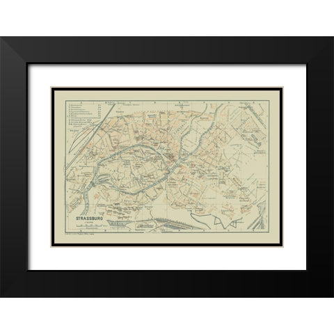 Strasbourg France - Baedeker 1914 Black Modern Wood Framed Art Print with Double Matting by Baedeker