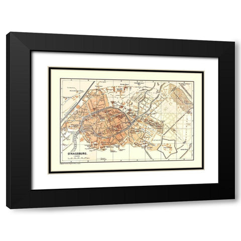 Strasbourg France - Baedeker 1896 Black Modern Wood Framed Art Print with Double Matting by Baedeker