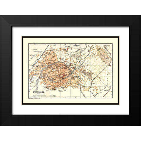 Strasbourg France - Baedeker 1896 Black Modern Wood Framed Art Print with Double Matting by Baedeker