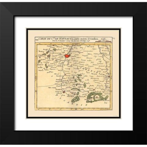 Cambrai Environs France - Robert 1748  Black Modern Wood Framed Art Print with Double Matting by Robert