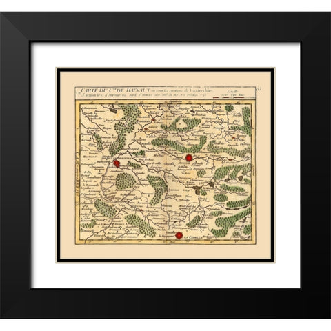 Landrecies France - Robert 1748  Black Modern Wood Framed Art Print with Double Matting by Robert