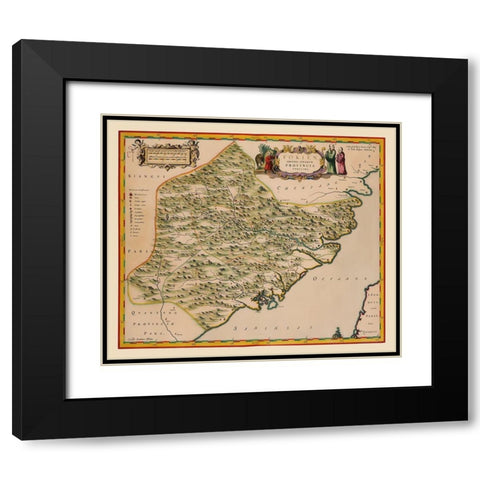 Fujian Province China - Blaeu 1655 Black Modern Wood Framed Art Print with Double Matting by Blaeu