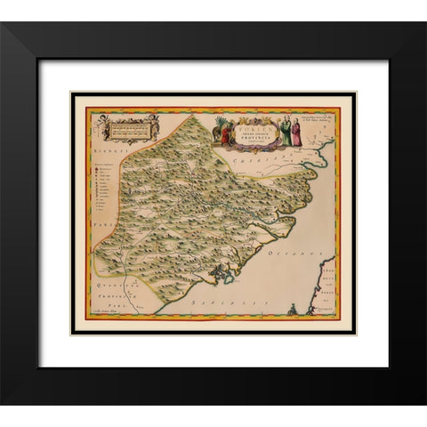 Fujian Province China - Blaeu 1655 Black Modern Wood Framed Art Print with Double Matting by Blaeu