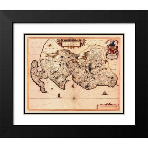 Great Britain Galloway Scotland - Blaeu 1654 Black Modern Wood Framed Art Print with Double Matting by Blaeu