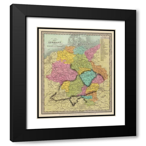Germany - Burr 1834 Black Modern Wood Framed Art Print with Double Matting by Burr