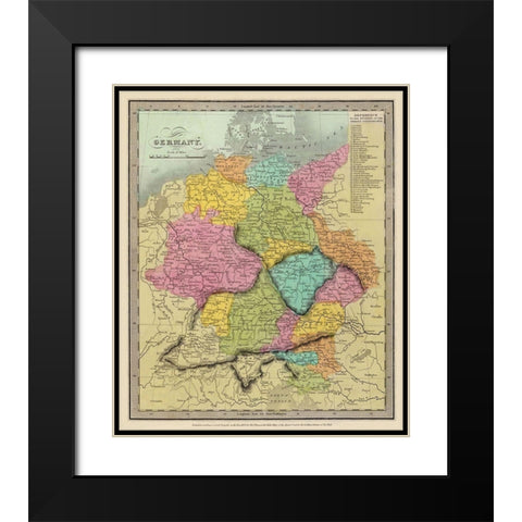 Germany - Burr 1834 Black Modern Wood Framed Art Print with Double Matting by Burr