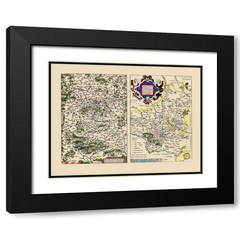 Schleswig Holstein Region Germany - Ortelius 1573 Black Modern Wood Framed Art Print with Double Matting by Ortelius