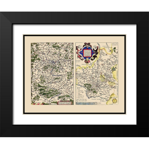 Schleswig Holstein Region Germany - Ortelius 1573 Black Modern Wood Framed Art Print with Double Matting by Ortelius