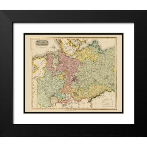 North of the Mayne Germany - Thomson 1827 Black Modern Wood Framed Art Print with Double Matting by Thomson