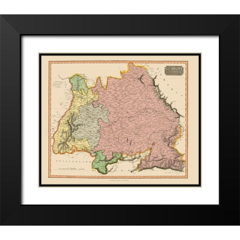 South of the Mayne Germany - Thomson 1816 Black Modern Wood Framed Art Print with Double Matting by Thomson