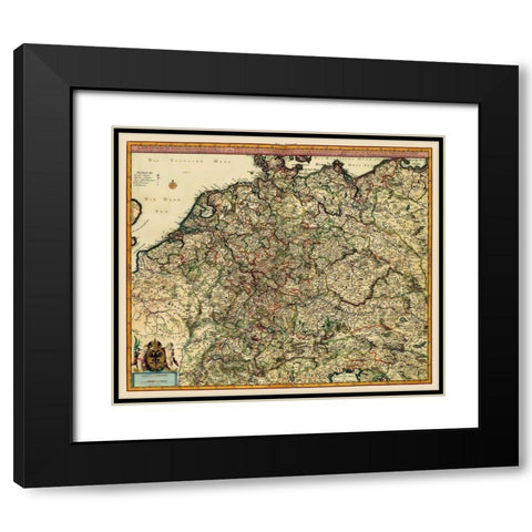 German Roman Empire Germany - Visscher 1681 Black Modern Wood Framed Art Print with Double Matting by Visscher