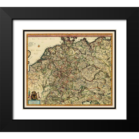 German Roman Empire Germany - Visscher 1681 Black Modern Wood Framed Art Print with Double Matting by Visscher