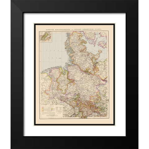 Northern Germany - Velhagen 1881 Black Modern Wood Framed Art Print with Double Matting by Velhagen