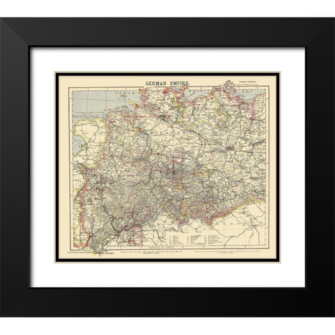 German Empire 1 Germany - Letts 1883 Black Modern Wood Framed Art Print with Double Matting by Letts