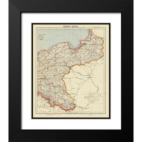 German Empire 2 Germany - Letts 1883 Black Modern Wood Framed Art Print with Double Matting by Letts