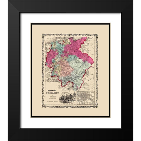 Germany - Johnson 1860 Black Modern Wood Framed Art Print with Double Matting by Johnson
