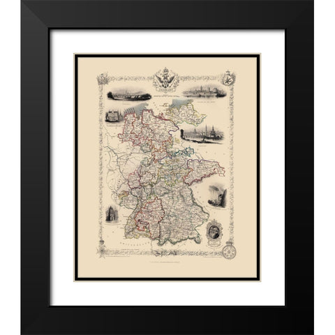 Germany - Tallis 1851 Black Modern Wood Framed Art Print with Double Matting by Tallis