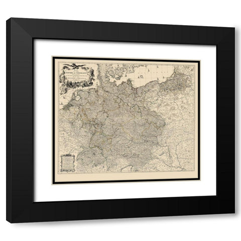Germany Empire - Delarochette 1782 Black Modern Wood Framed Art Print with Double Matting by Delarochette