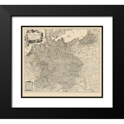 Germany Empire - Delarochette 1782 Black Modern Wood Framed Art Print with Double Matting by Delarochette